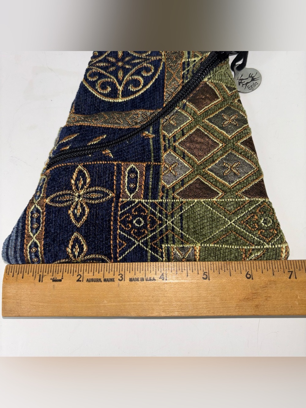 ERDA Triangular Floral Tapestry Crossbody Bag Small Pouch 7”x 7” - Picture 9 of 9